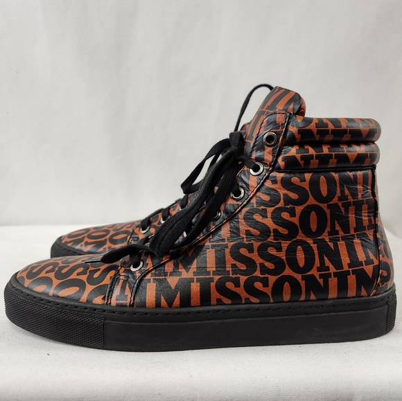 MISSONI 65th Anniv All Over Print High Top Leather Sneaker Made Italy 40 EU 7 US - Picture 3 of 11